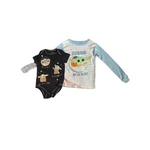 Star Wars‎ Grogu Baby Yoda Bodysuit and Long Sleeve Shirt Set 5T Black Blue